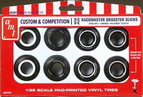 2 Halibrand Drag Wheels With Pie Crust Slicks - 1:25 Scale Model Car Parts By Moebius