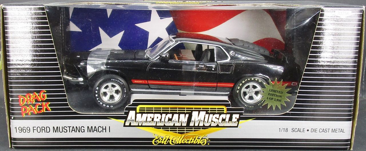 Ertl American Muscle 1969 Ford Mustang Mach I Fastback, Black with