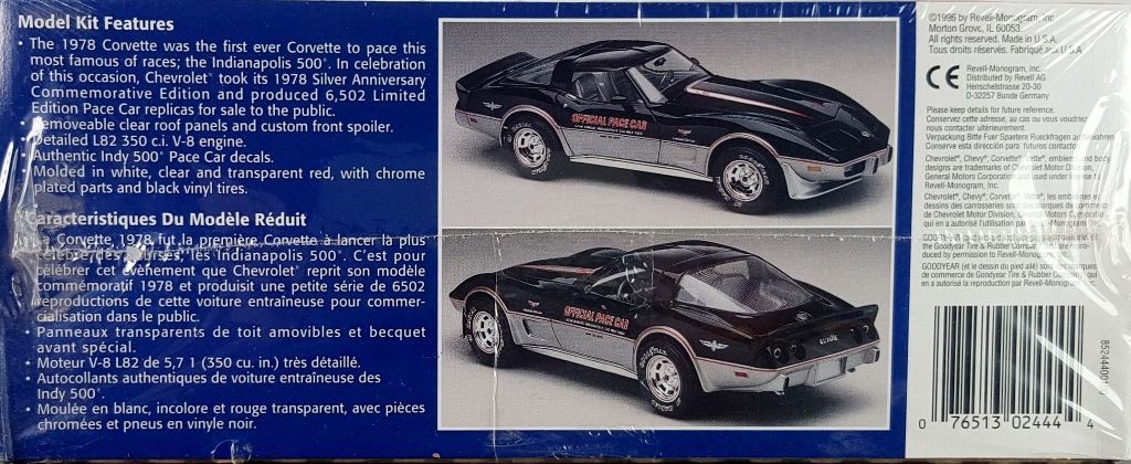 Vintage 1979 Monogram Chevy Chevrolet Corvette Pace Car Modèle Kit 2253 Boîte