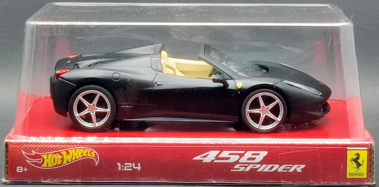 Hot Wheels Ferrari 458 Italia Spider, Matte Black with Tan