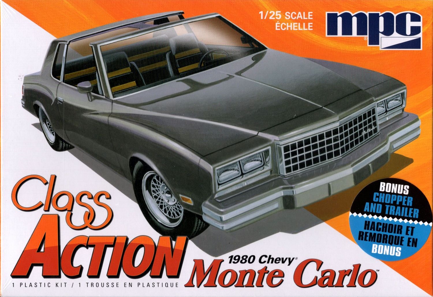 MPC "Class Action" 1980 Chevy Monte Carlo, Stock or Custom, with Chopper & Trailer - Spotlight