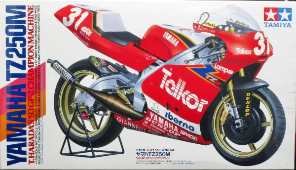 Tamiya Yamaha TZ 250M Motorcycle, T. Harada's 1993 GP-2