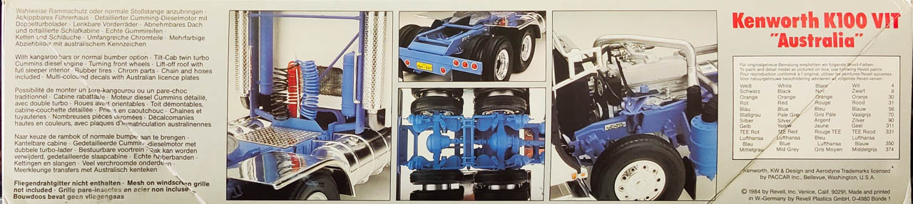 REVELL 1/25 MAQUETTE A Monter Rare!! Kenworth K100 Vit Australia Sous