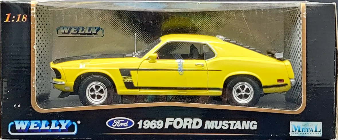 Welly 1969 Ford Mustang - Yellow & Black with Black Interior