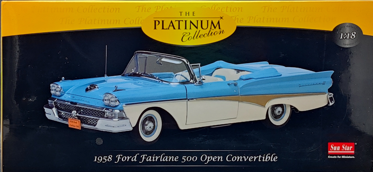 1958 FORD FAIRLANE 500 OPEN CONVERTIBLE 1/18 scale DIECAST CAR SUN STAR 5264