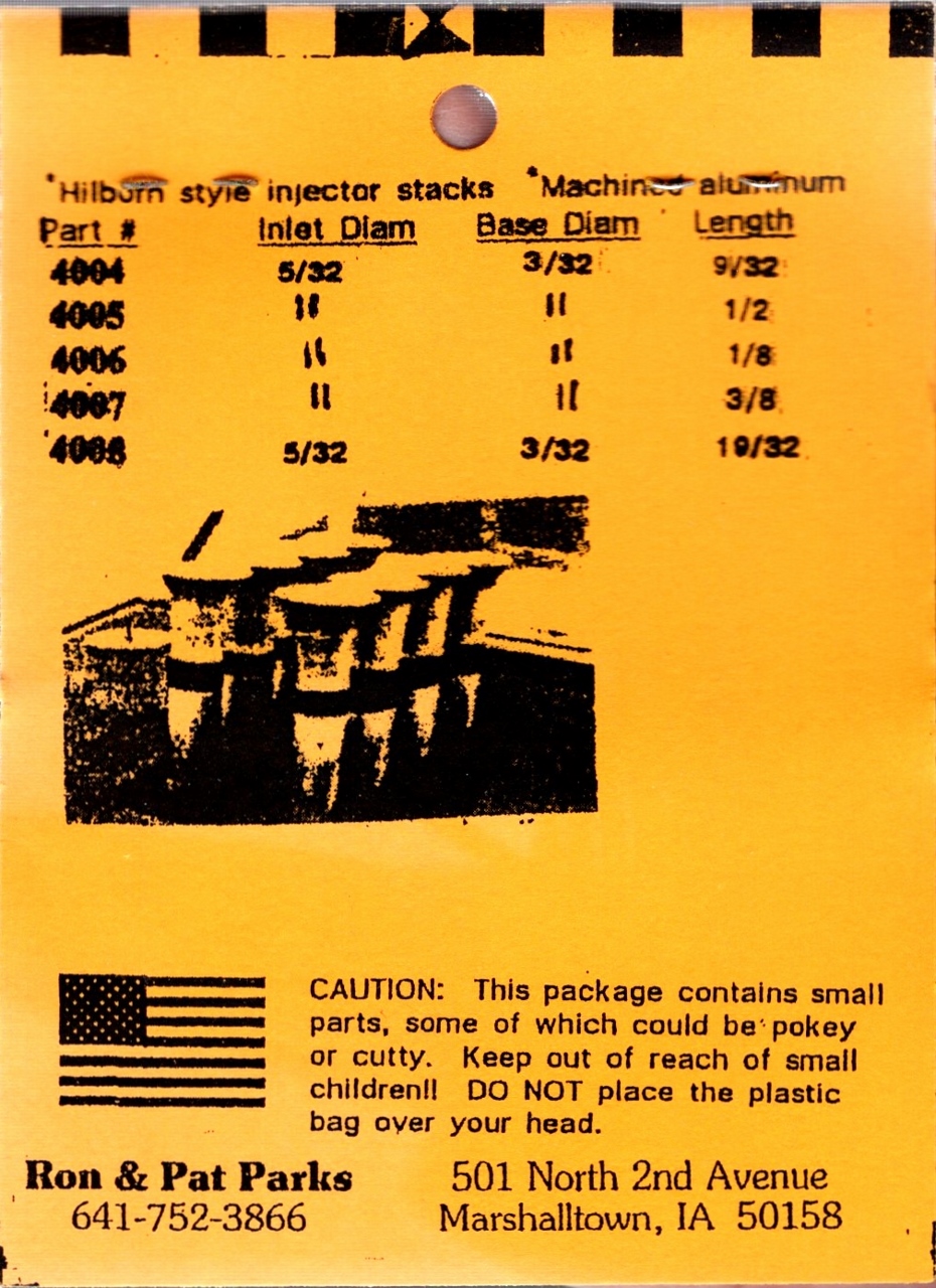 Parts By Parks Machined Aluminum Injector Stacks 14.8" Spotlight