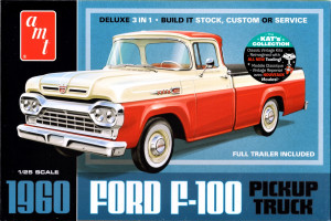 AMT 1960 Ford F-100 Longbed Pickup Truck with Single Axle Car Trailer - Stock, Custom or Service