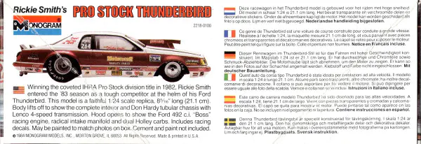 自動車 Rickie Smith's ProStock Thunderbird 1/24 1984 Motorcraft
