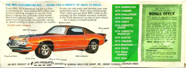 MPC 1974 Chevy Camaro - Stock, Street Machine or Daytona GT
