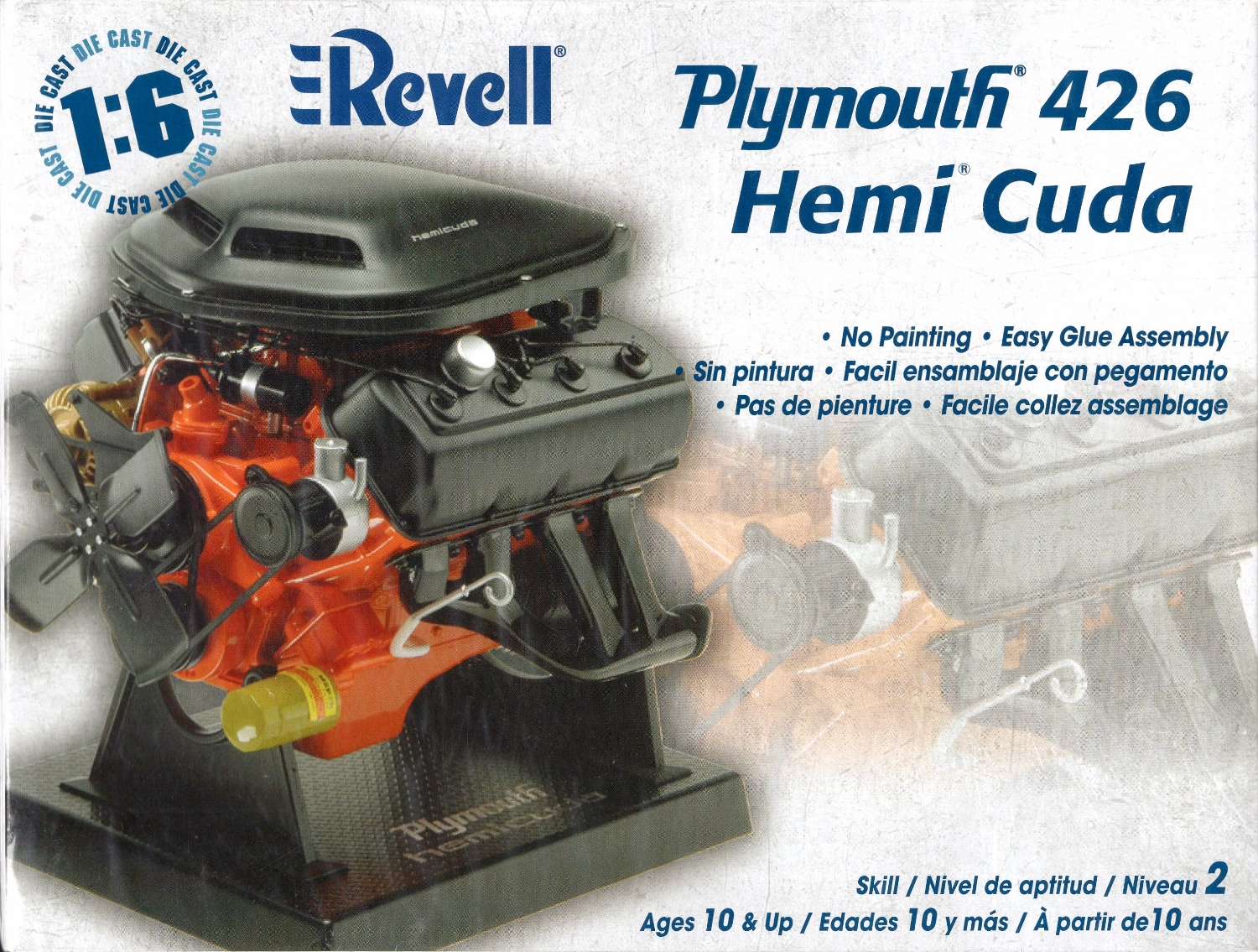 Revell Plymouth 426 Hemi Cuda Engine Die Cast - 1/6th Scale