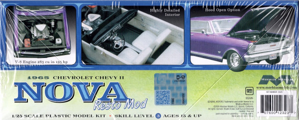 thumbnail image 2 of Moebius 1965 Chevrolet Chevy II Nova Resto Mod 1:25 Scale Model Car Kit – 2323, Unassembled 2 of 6