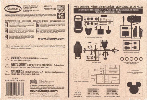 Polar Lights Kit De Modelo Herbie Volks Beetle Escala 1:25 – Encaixe Junto, Sem Necessidade De Cola Ou Tinta